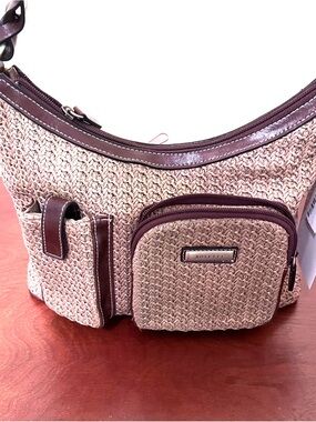 Rosetti Beige Woven Shoulder Bag with detachable wallet
